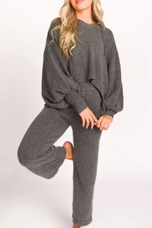Trix Hoodie Pullover Sweater Top and Pants Set in Grey sold by Worth Collective