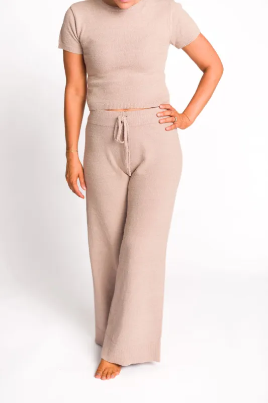 Andre Knit Top and Pants Set in Mocha sold by Worth Collective