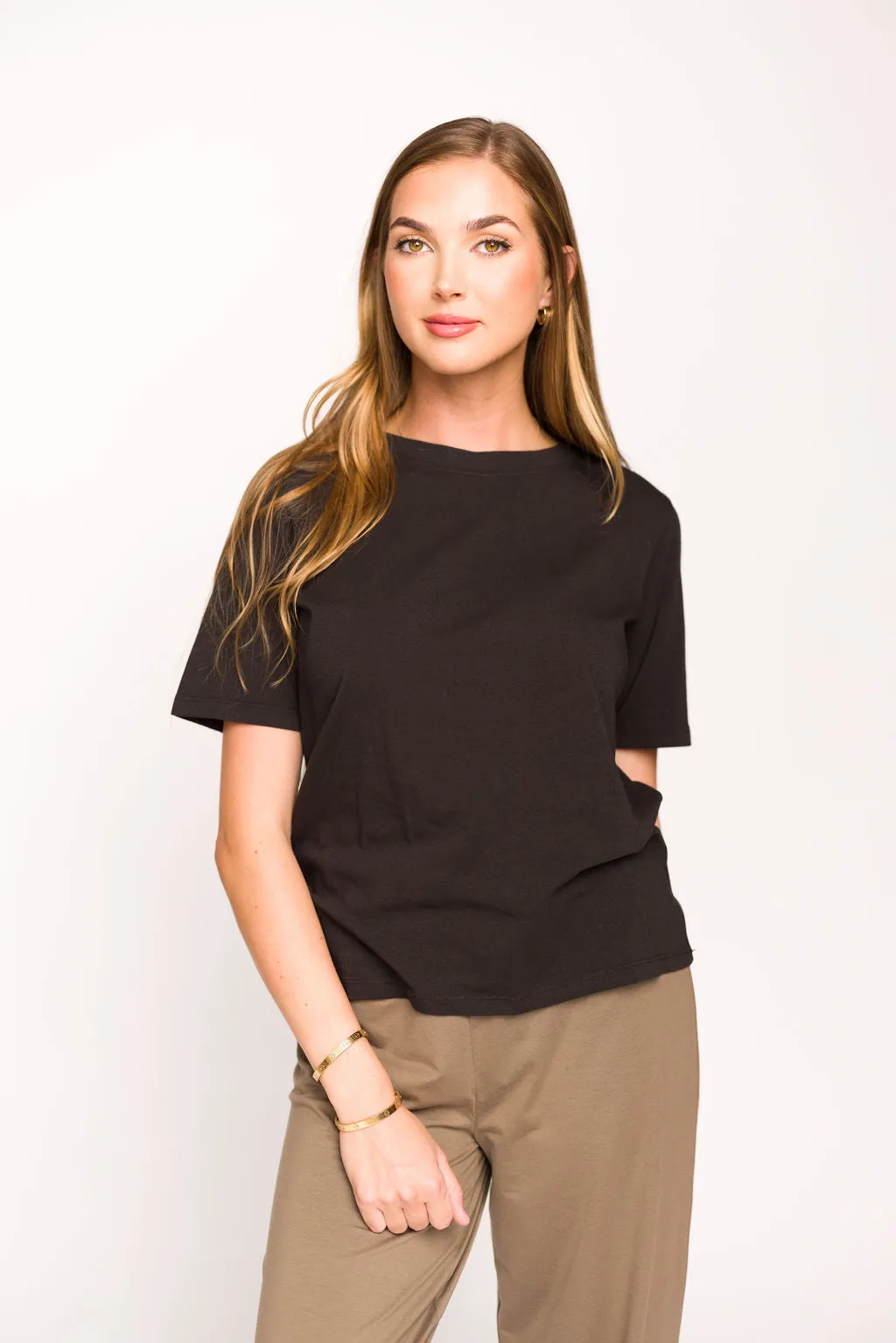 Classic Boxy Fit Tee in Black sold by Worth Collective