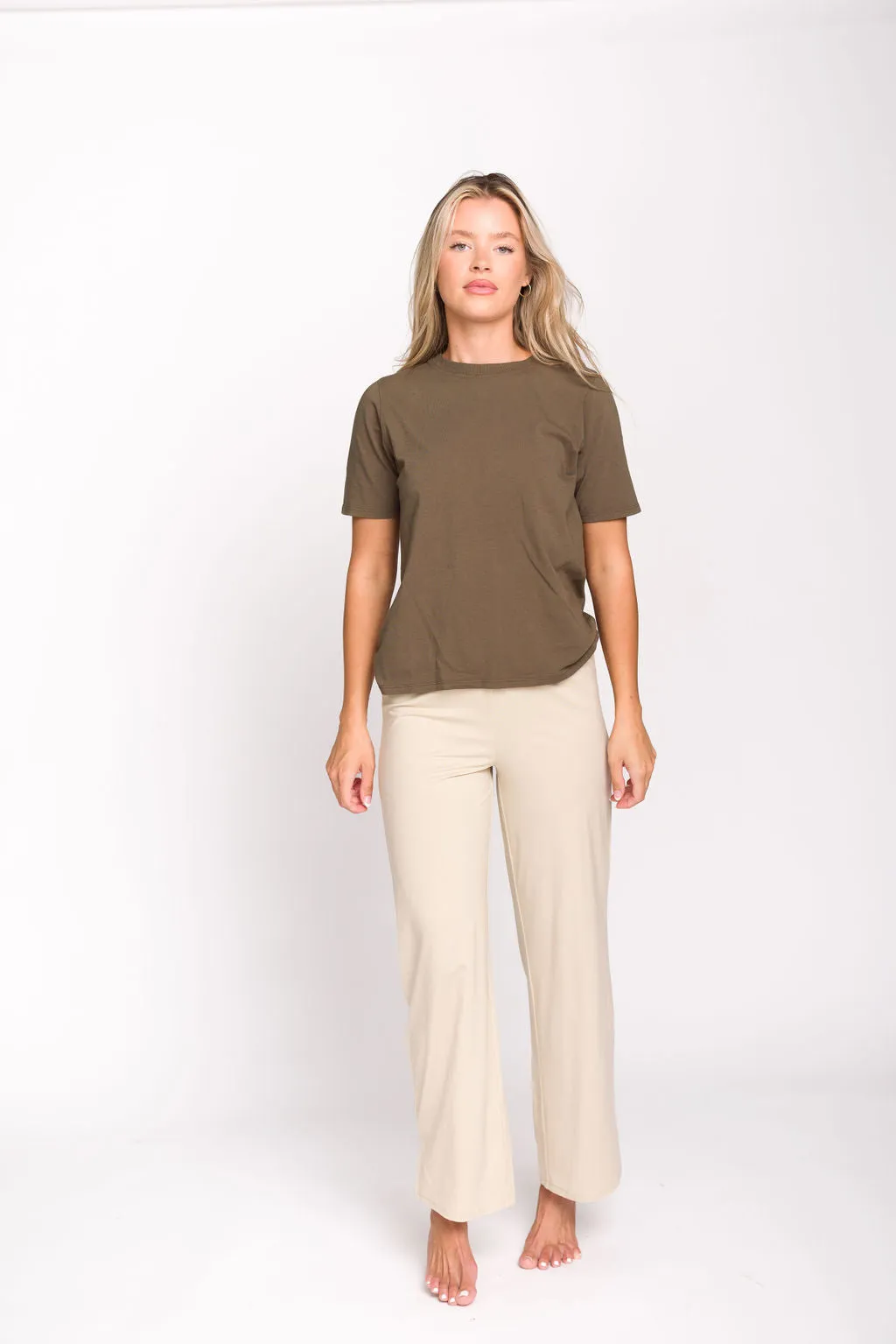 Jamie Foldover Waist Wide Leg Lounge Pants in Oat Milk sold by Worth Collective product image thumbnail 2