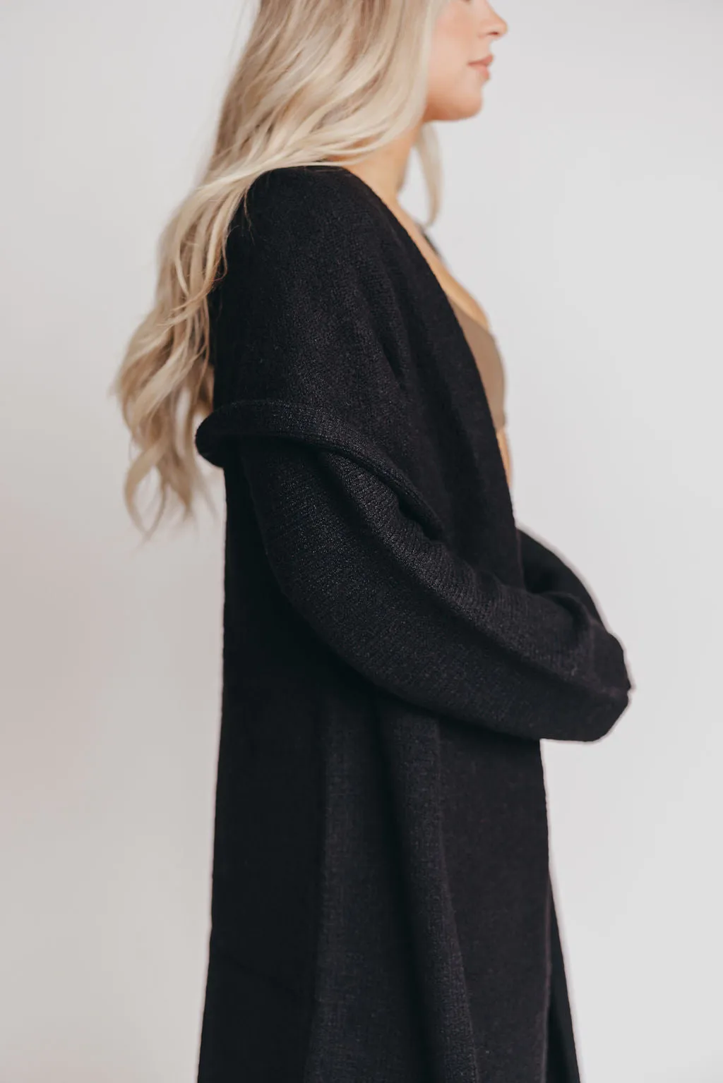 Noah Oversized Hooded Two Pocket Coatigan in Black *LUXURY ITEM* sold by Worth Collective product image thumbnail 4