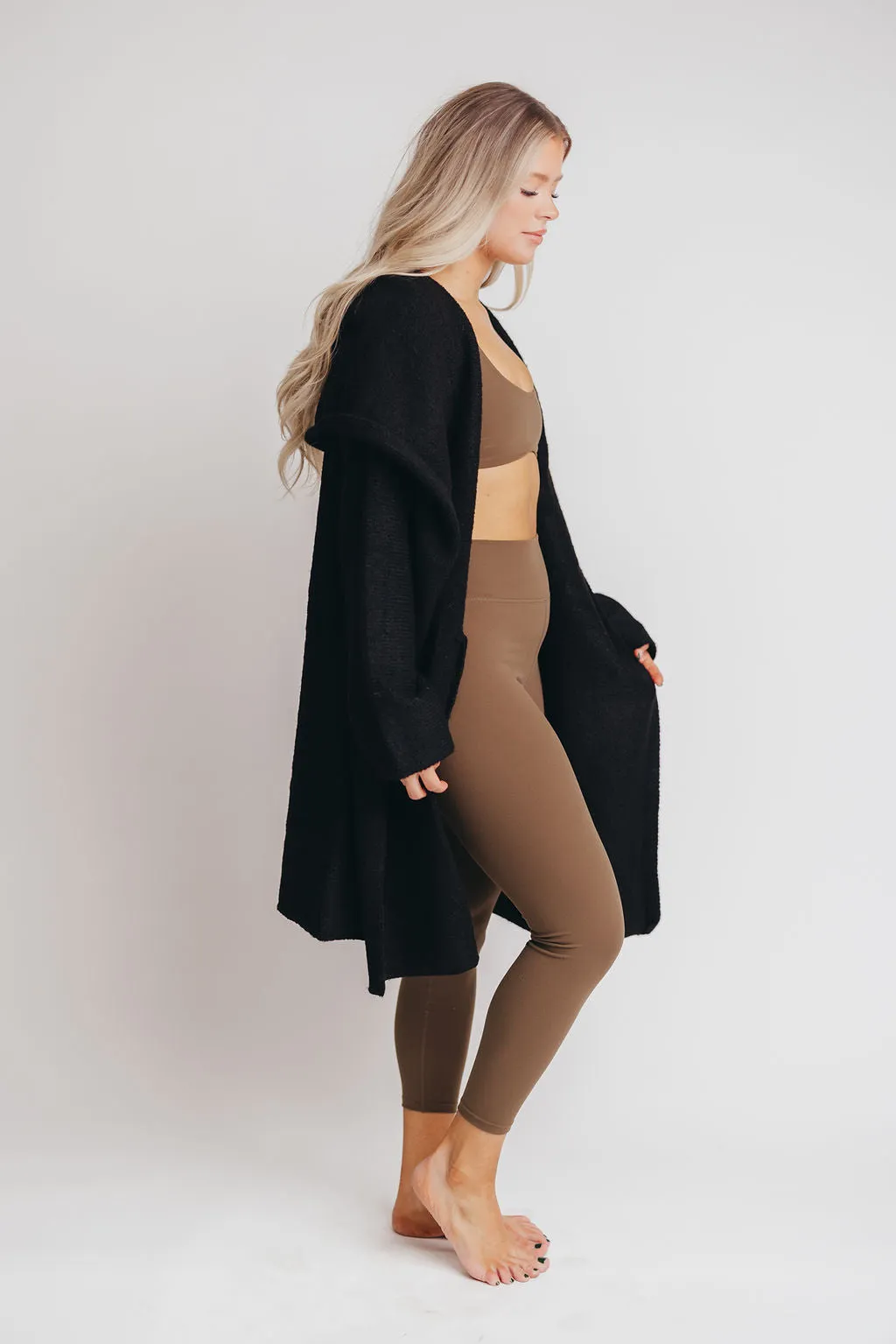 Noah Oversized Hooded Two Pocket Coatigan in Black *LUXURY ITEM* sold by Worth Collective product image thumbnail 5