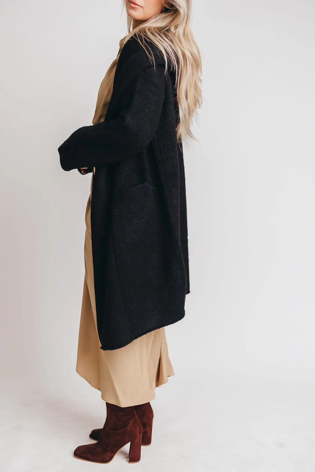 Noah Oversized Hooded Two Pocket Coatigan in Black *LUXURY ITEM* sold by Worth Collective product image thumbnail 3