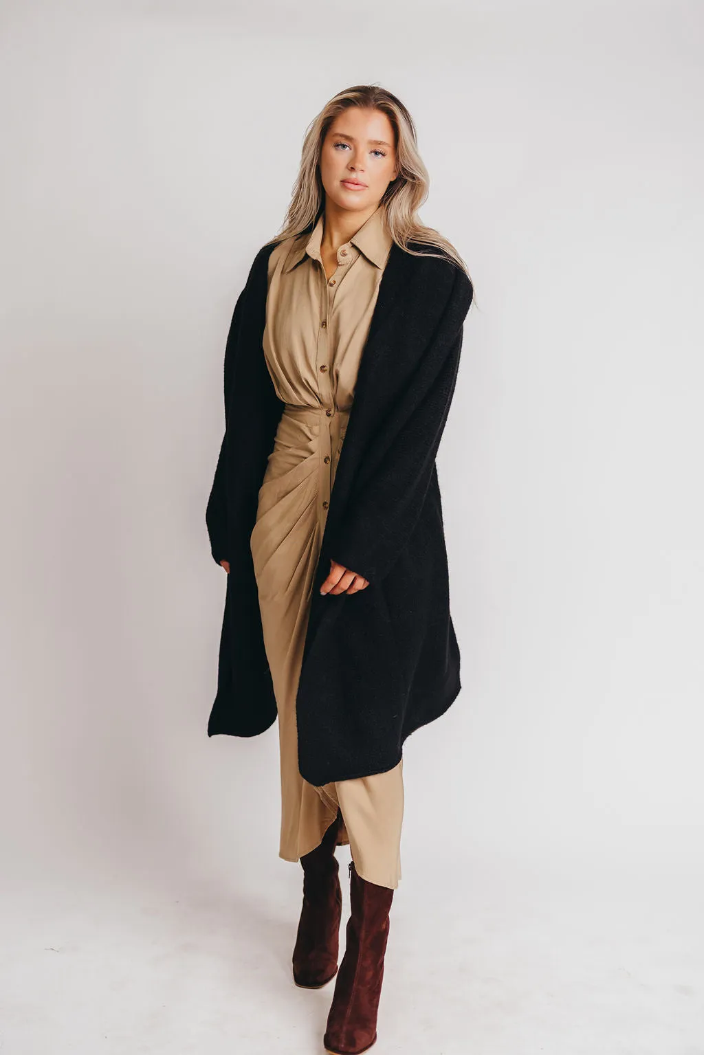 Noah Oversized Hooded Two Pocket Coatigan in Black *LUXURY ITEM* sold by Worth Collective