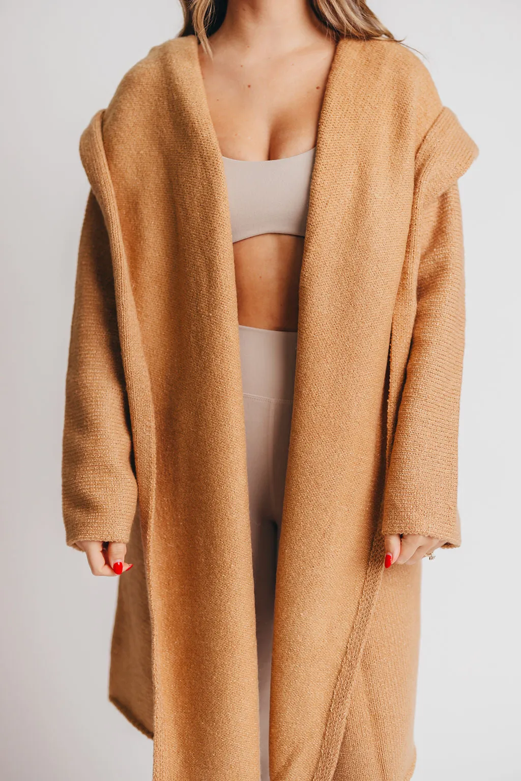 Noah Oversized Hooded Two Pocket Coatigan in Camel *LUXURY ITEM* sold by Worth Collective product image thumbnail 2