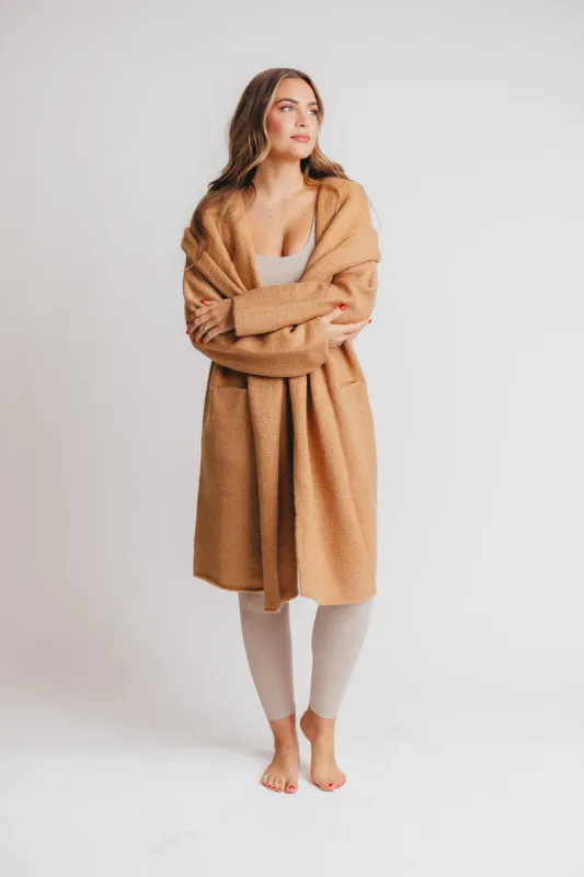 Noah Oversized  Hooded Two Pocket Coatigan in Camel *LUXURY ITEM* sold by Worth Collective