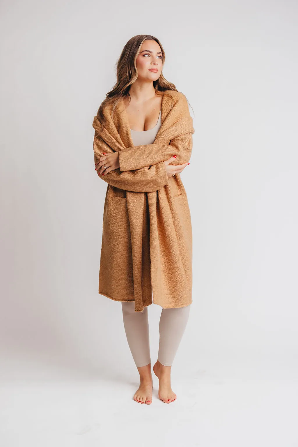 Noah Oversized Hooded Two Pocket Coatigan in Camel *LUXURY ITEM* sold by Worth Collective