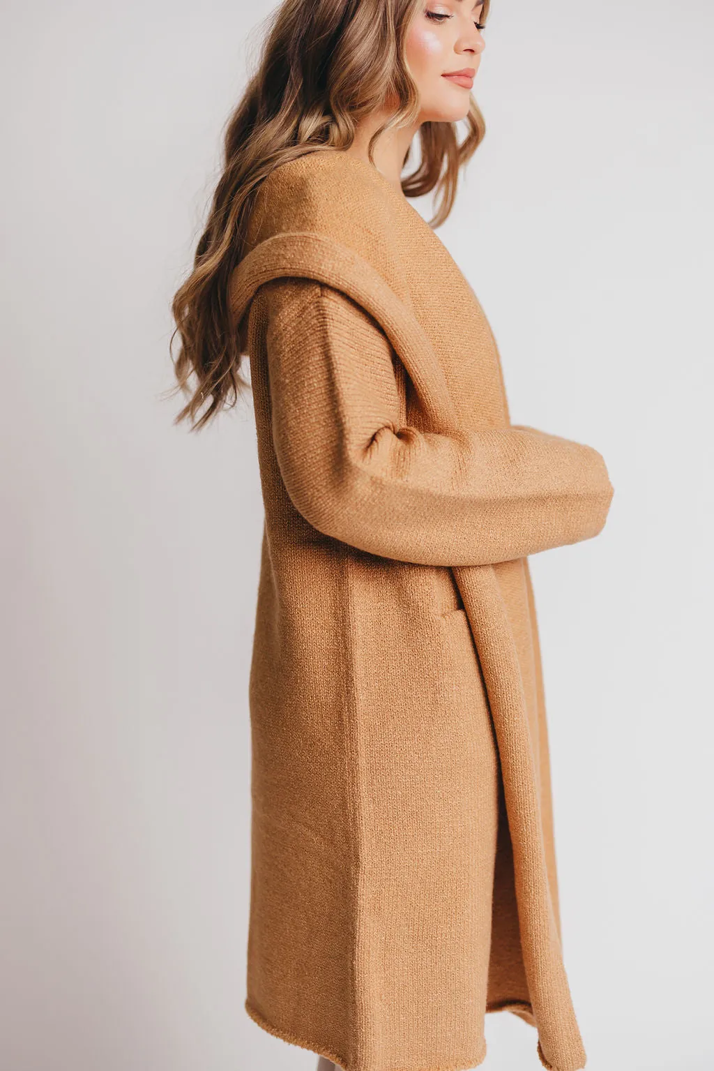 Noah Oversized Hooded Two Pocket Coatigan in Camel *LUXURY ITEM* sold by Worth Collective product image thumbnail 3