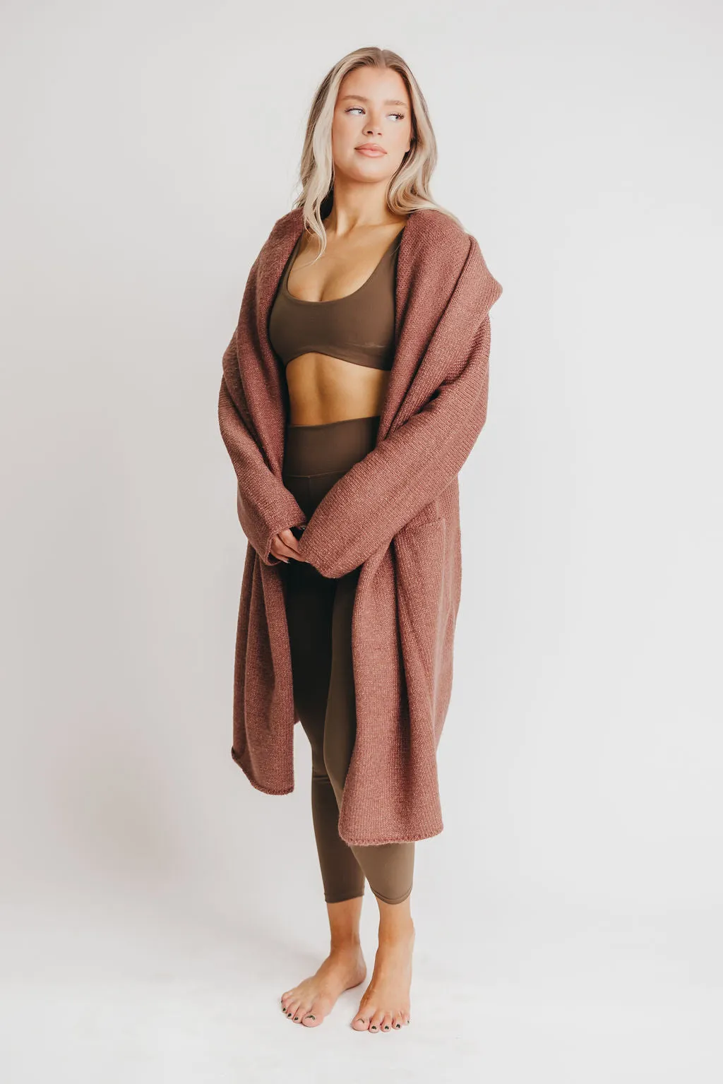 Noah Oversized Hooded Coatigan in Vintage Mauve *LUXURY Cardigan* sold by Worth Collective