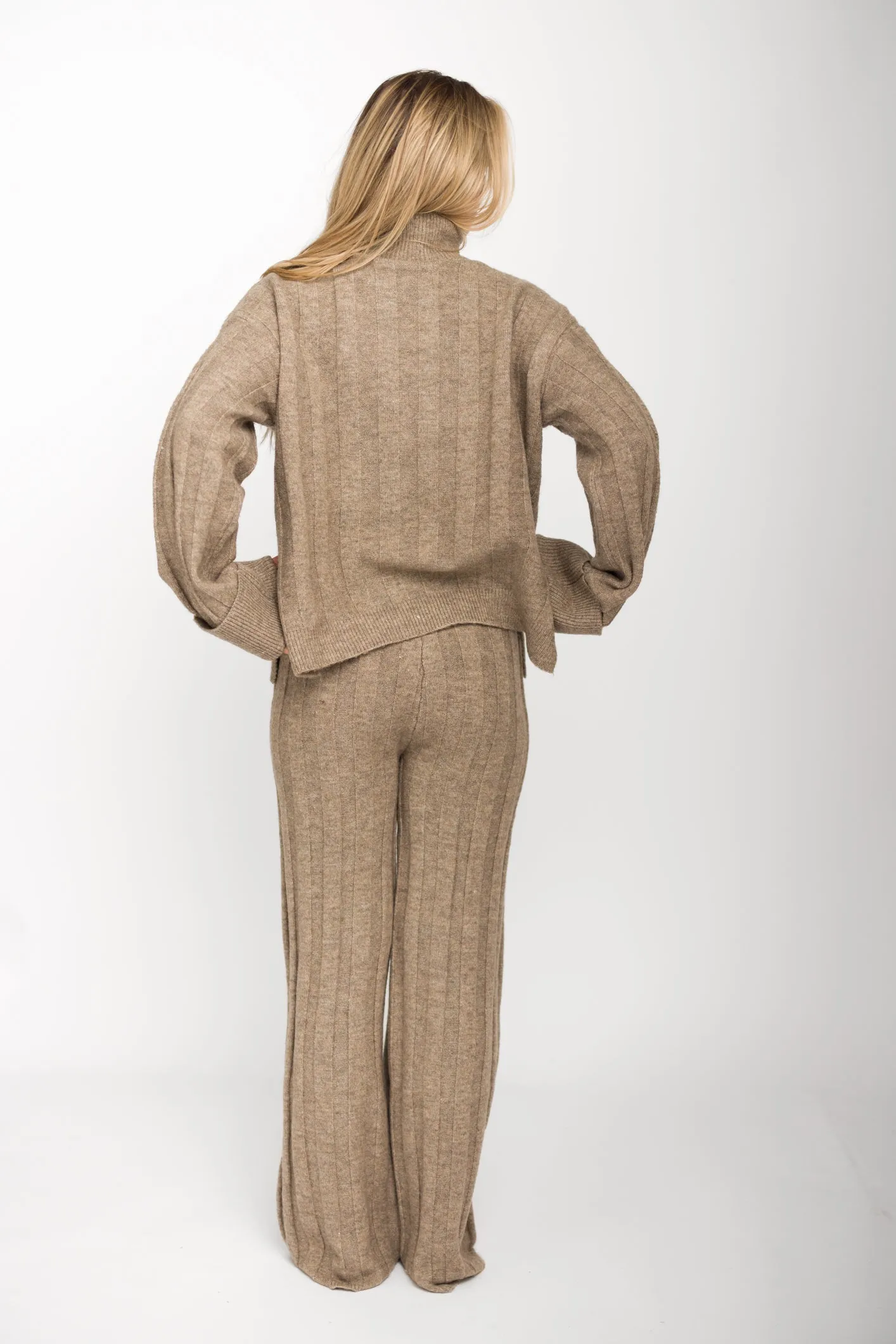 Kai Thick Ribbed Knit Two Piece Sweater Set in Taupe sold by Worth Collective product image thumbnail 5