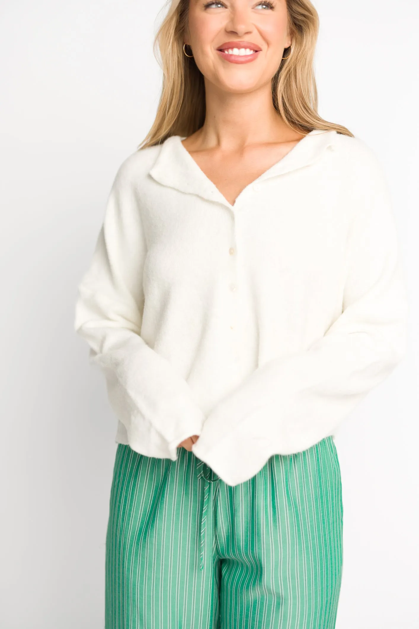 Piper Cardigan Top in Snow sold by Worth Collective