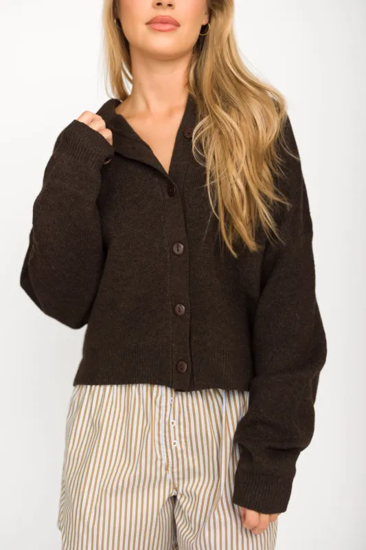 Alyssa Cardigan in Chocolate Brown - Nursing Friendly sold by Worth Collective