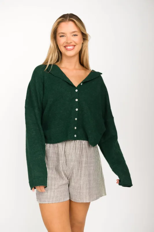 Piper Cardigan Top in Forest Green sold by Worth Collective