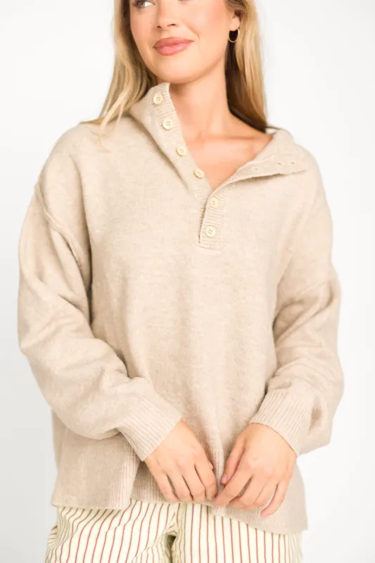 Hannah Henley Sweater in Oat sold by Worth Collective