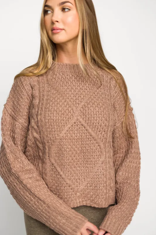 Dove Cable Front Sweater in Dusty Orchid sold by Worth Collective