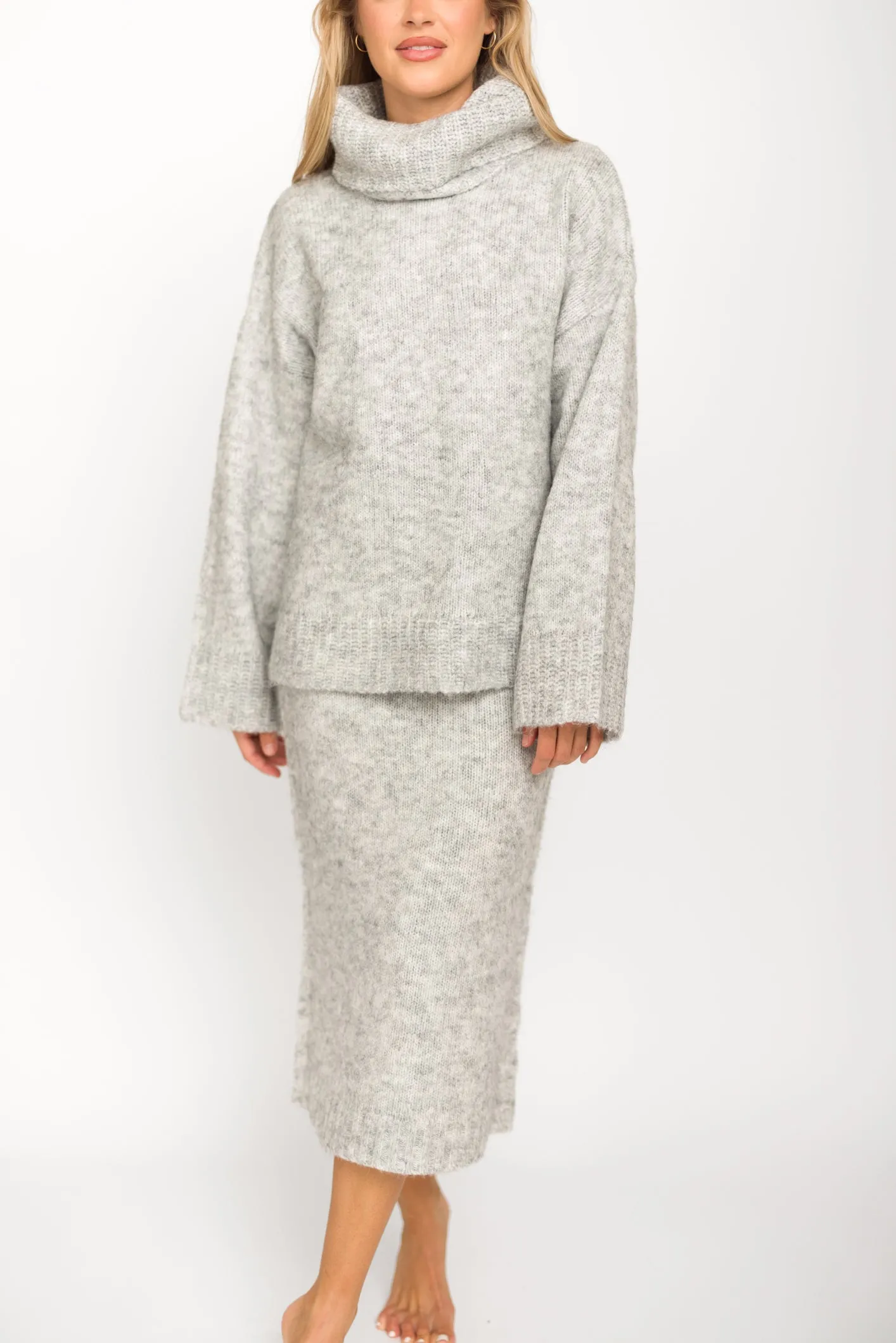 Robyn Knit Skirt in Heather Grey - Bump Friendly *Final-Sale* sold by Worth Collective product image thumbnail 5