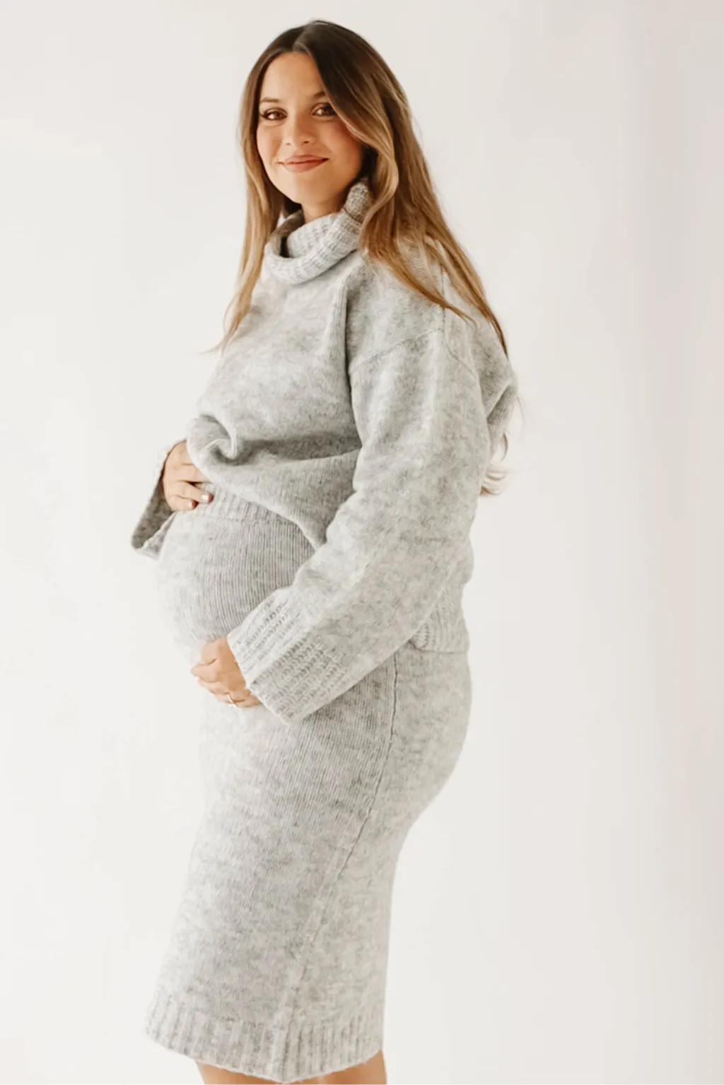 Robyn Knit Skirt in Heather Grey - Bump Friendly *Final-Sale* sold by Worth Collective product image thumbnail 2