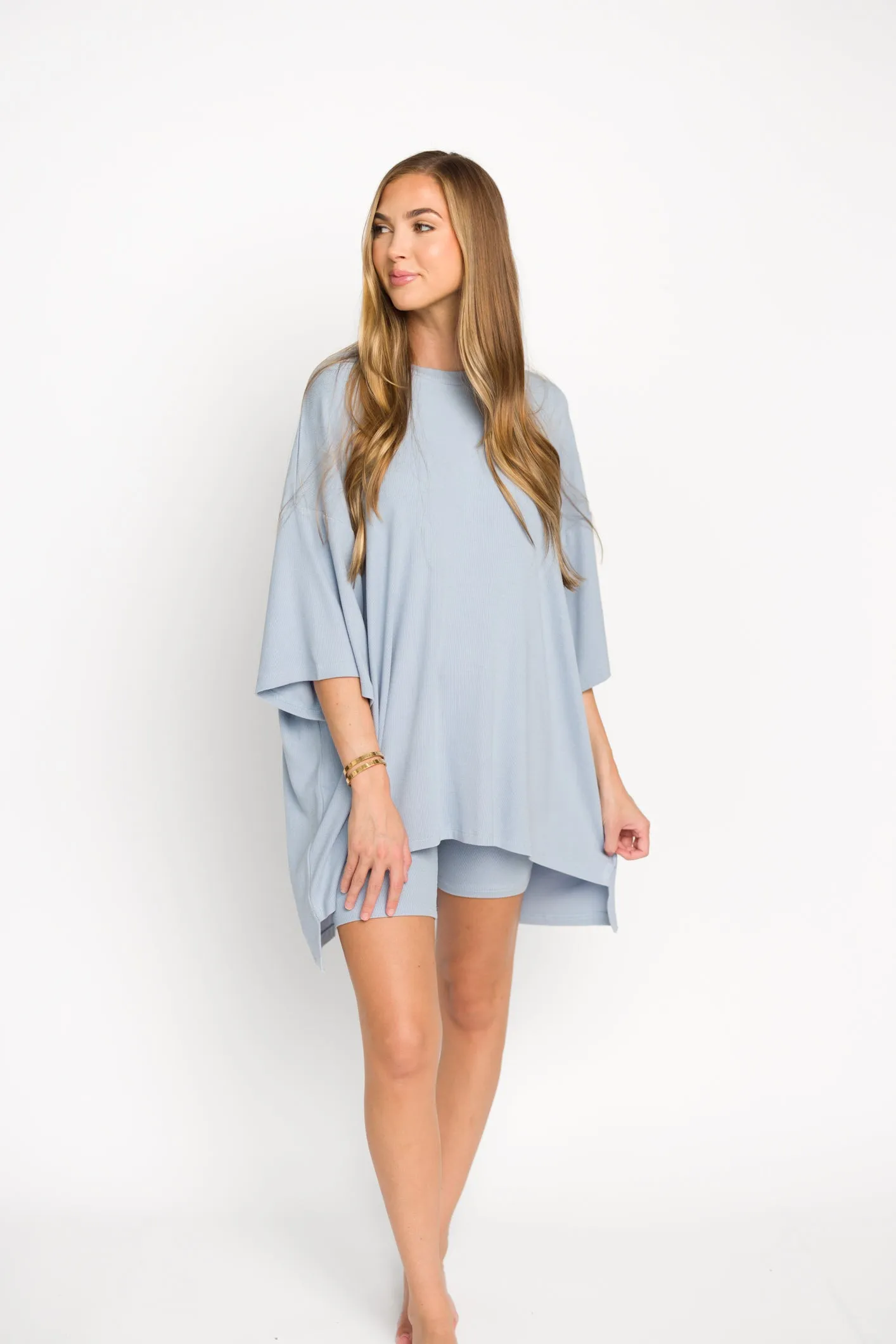 All Weekend Long Set - Short Sleeves - in Cloud Blue sold by Worth Collective
