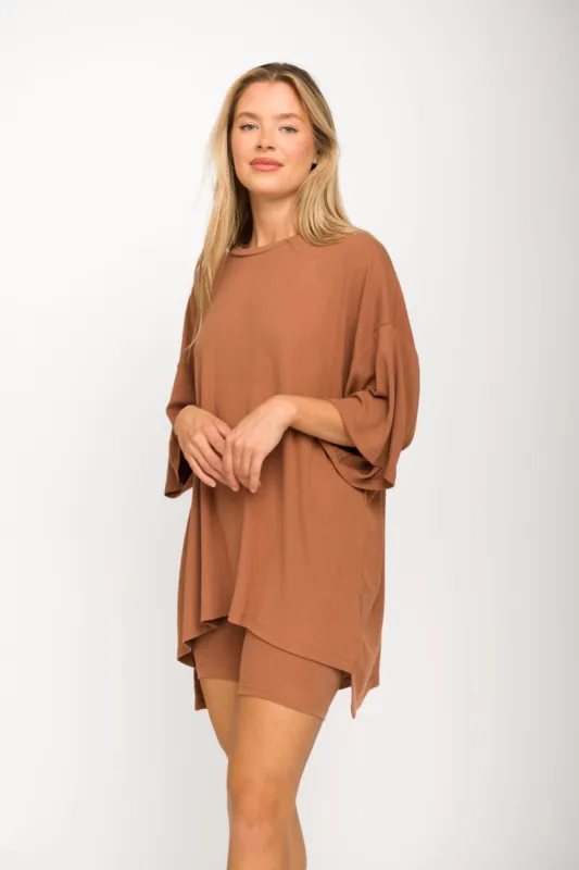 All Weekend Long Set - Short Sleeves - in Camel sold by Worth Collective
