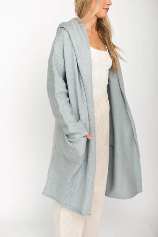 Noah Oversized  Hooded Two Pocket Coatigan in Ice Blue *LUXURY ITEM* sold by Worth Collective