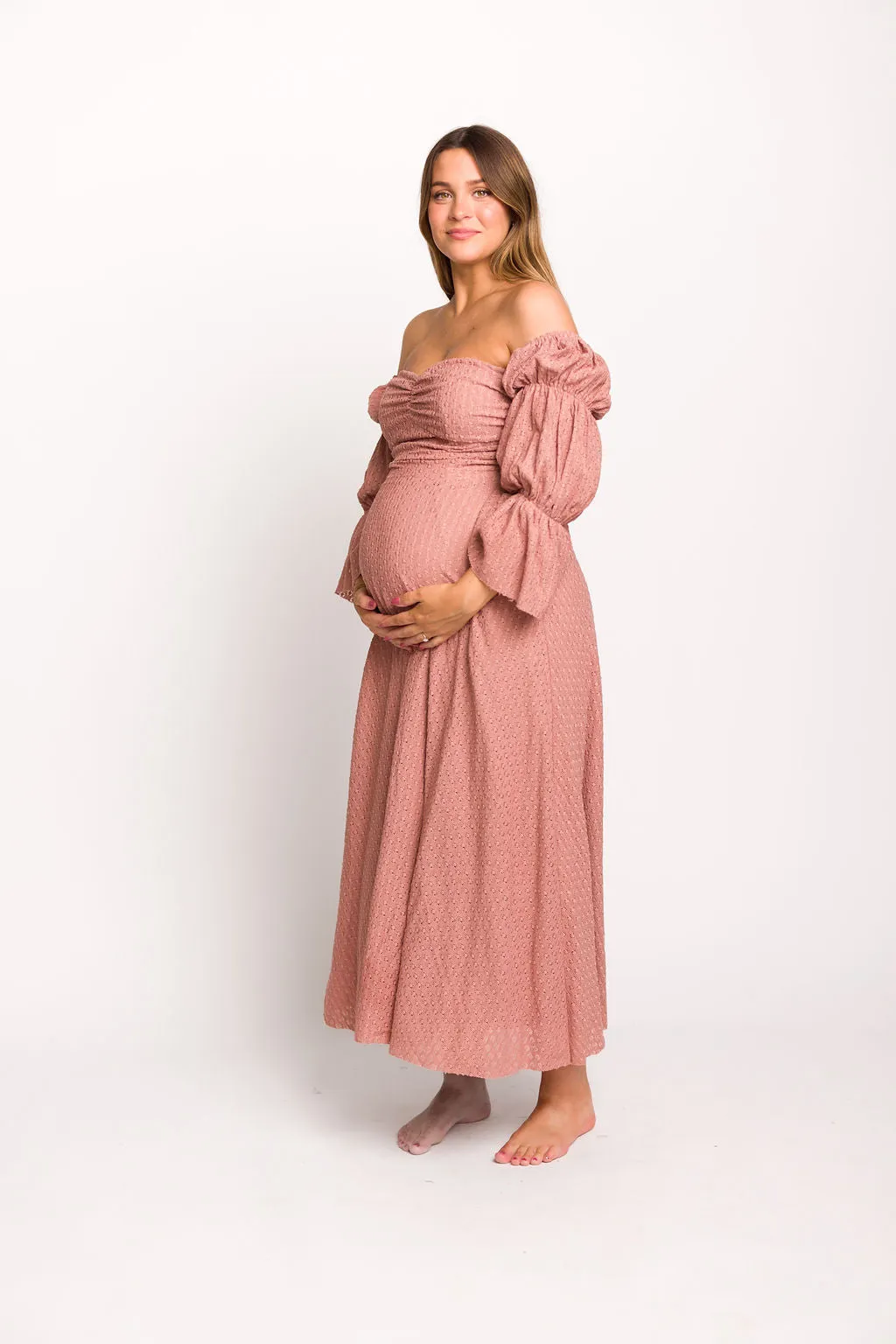 Corrine Tiered Sleeve Maxi Dress with Pockets in Dusty Mauve - Bump Friendly sold by Worth Collective product image thumbnail 3