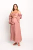 Corrine Tiered Sleeve Maxi Dress with Pockets in Dusty Mauve - Bump Friendly sold by Worth Collective