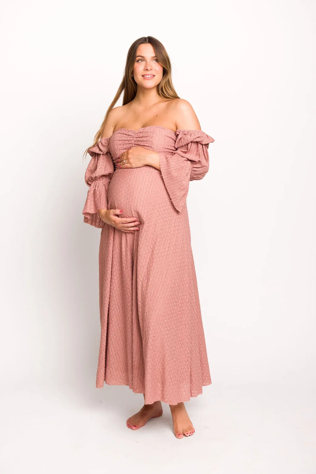 Corrine Tiered Sleeve Maxi Dress with Pockets in Dusty Mauve - Bump Friendly sold by Worth Collective product image thumbnail 5