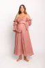 Corrine Tiered Sleeve Maxi Dress with Pockets in Dusty Mauve - Bump Friendly sold by Worth Collective