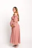 Corrine Tiered Sleeve Maxi Dress with Pockets in Dusty Mauve - Bump Friendly sold by Worth Collective
