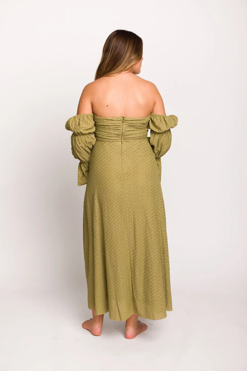 Corrine Tiered Sleeve Maxi Dress with Pockets in Clover Green - Bump Friendly sold by Worth Collective product image thumbnail 3