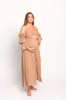 Corrine Tiered Sleeve Maxi Dress with Pockets in Caramel Taupe - Bump Friendly sold by Worth Collective