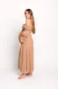 Corrine Tiered Sleeve Maxi Dress with Pockets in Caramel Taupe - Bump Friendly sold by Worth Collective