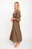 Corrine Tiered Sleeve Maxi Dress with Pockets in Deep Mocha - Bump Friendly sold by Worth Collective