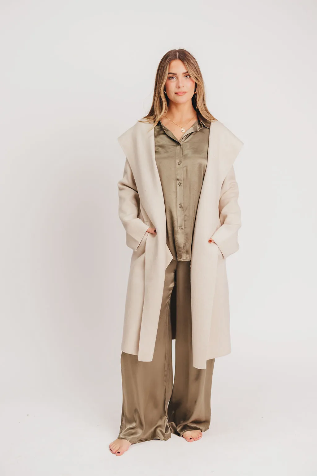 Hayes Hooded Coatigan in Oatmeal sold by Worth Collective product image thumbnail 3