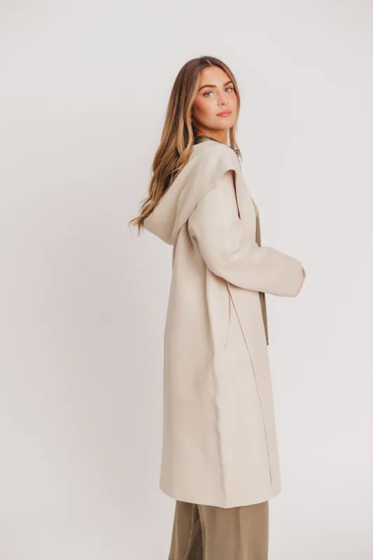 Hayes Hooded Coatigan in Oatmeal sold by Worth Collective