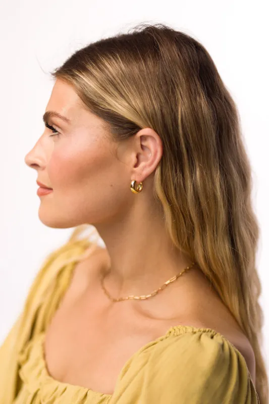 Halo Hoop Earrings in Gold sold by Worth Collective