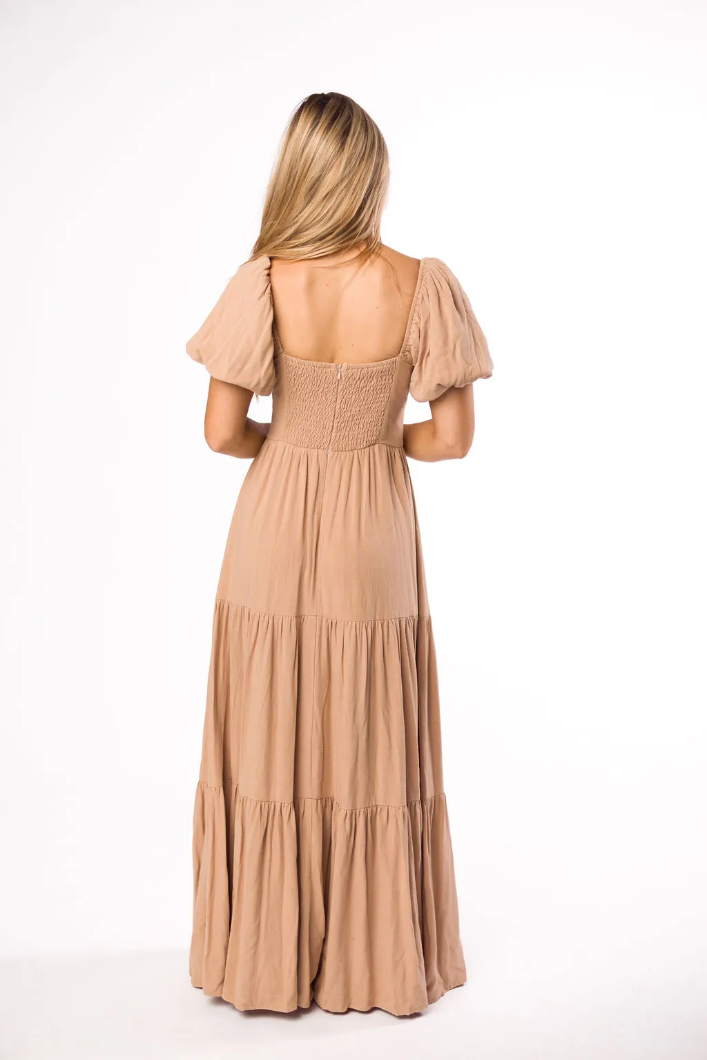 Genevieve Tiered Maxi Dress in Latte sold by Worth Collective product image thumbnail 3