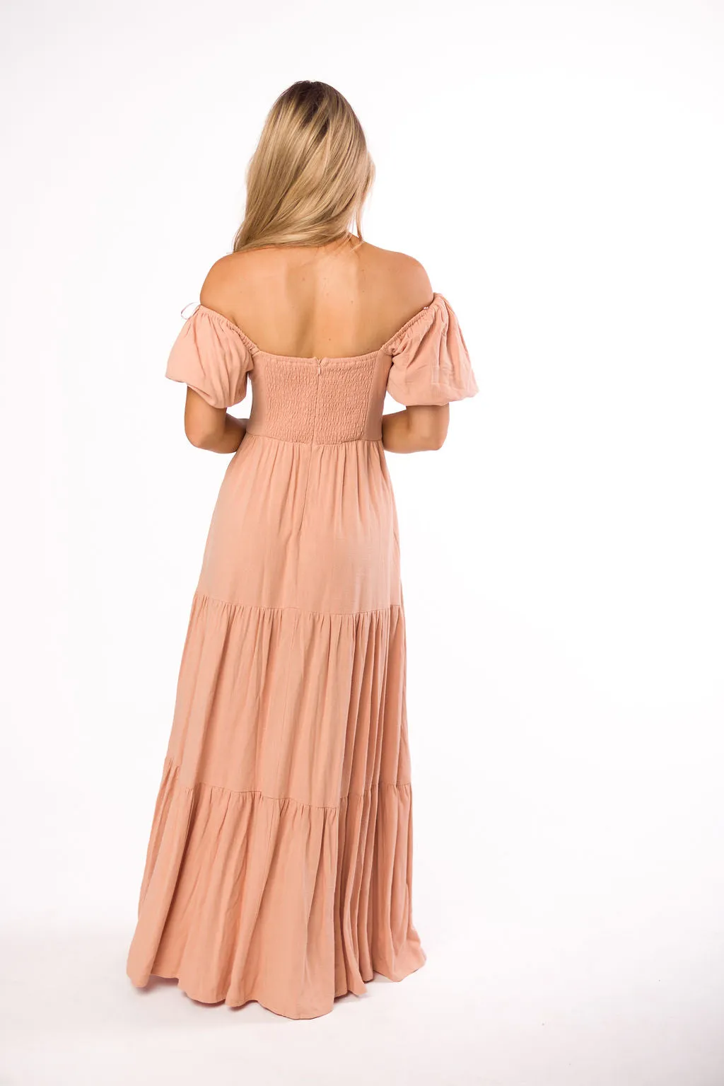 Genevieve Tiered Maxi Dress in Peach Clay sold by Worth Collective product image thumbnail 5