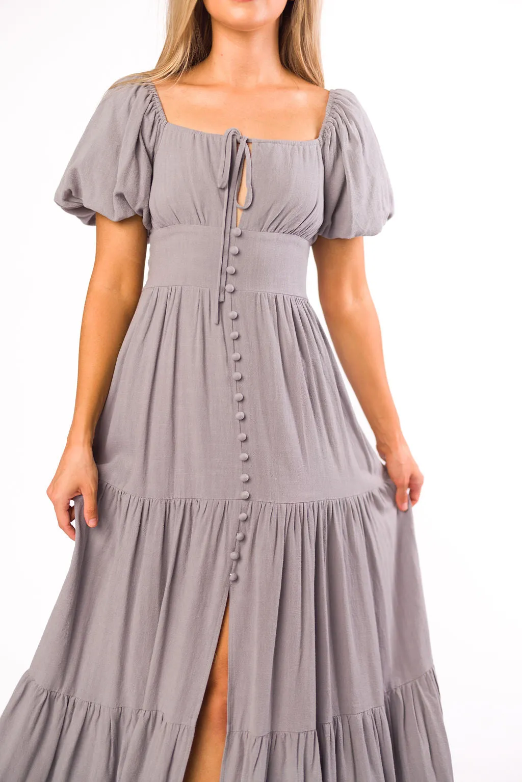Genevieve Tiered Maxi Dress in Slate Grey sold by Worth Collective product image thumbnail 3