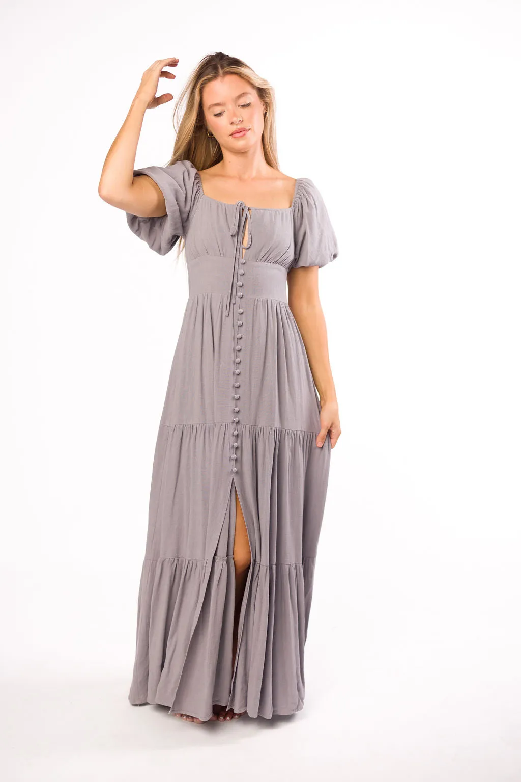 Genevieve Tiered Maxi Dress in Slate Grey sold by Worth Collective product image thumbnail 2