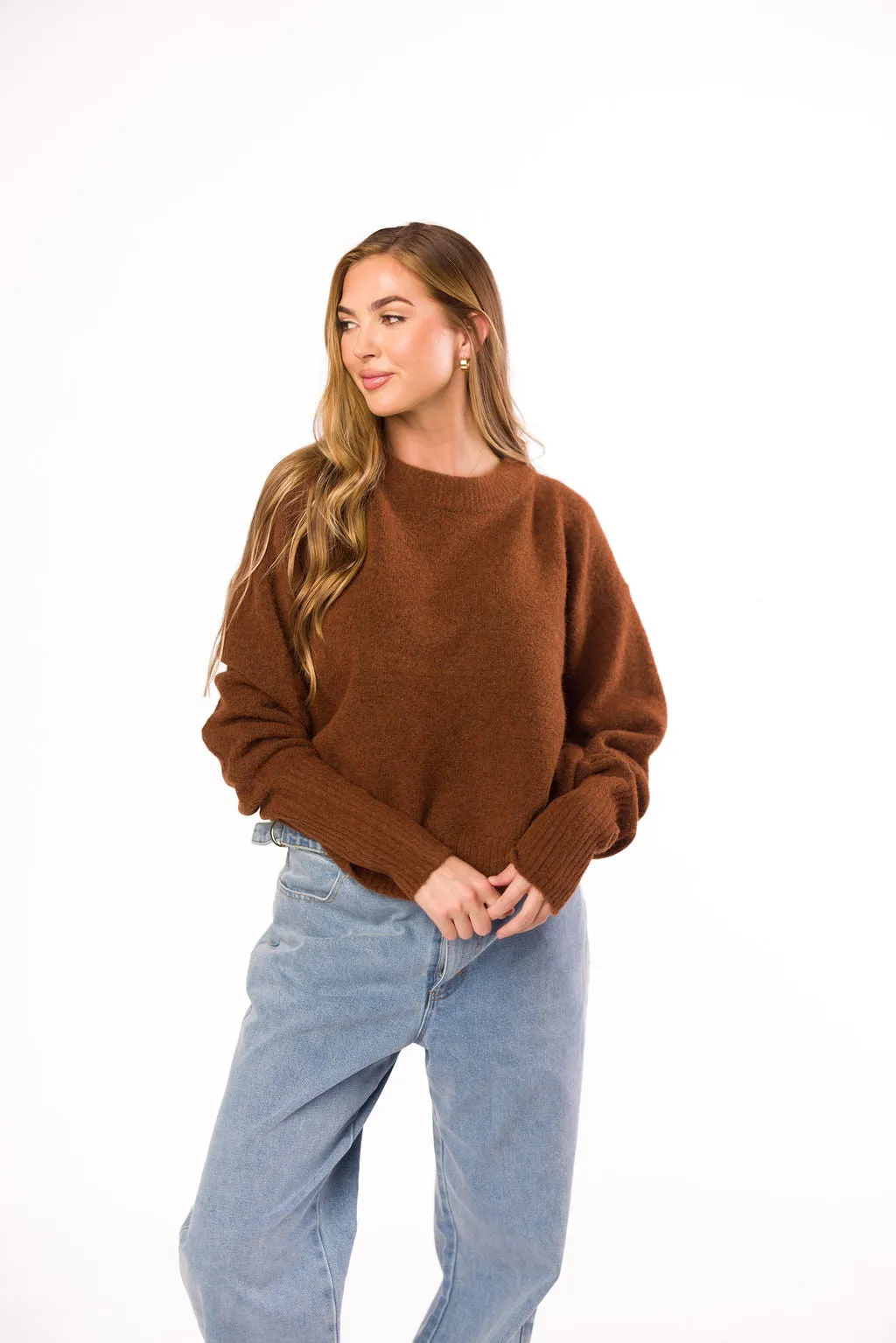 Julien Sweater in Mocha sold by Worth Collective