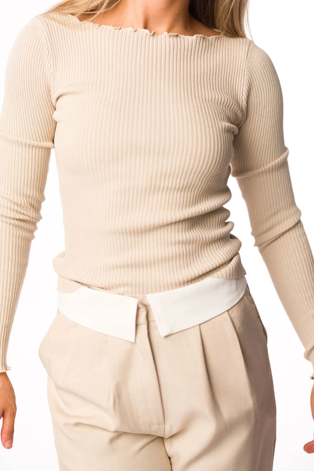 Arianna Knit Long Sleeve Top in Taupe sold by Worth Collective product image thumbnail 3