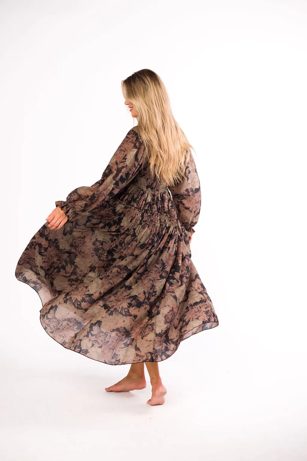 Blaine Smocked Maxi Dress in Black Floral *Final Sale* sold by Worth Collective product image thumbnail 2