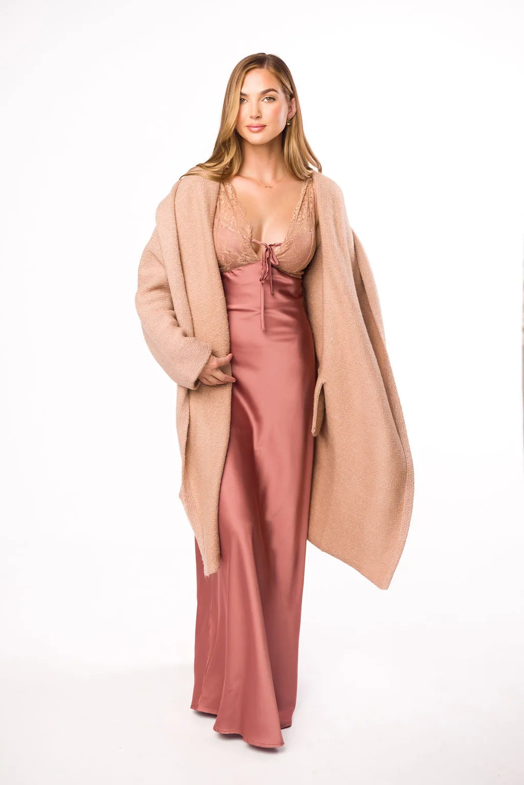 Noah Oversized Hooded Coatigan in Heather Rose *LUXURY ITEM* sold by Worth Collective product image thumbnail 3