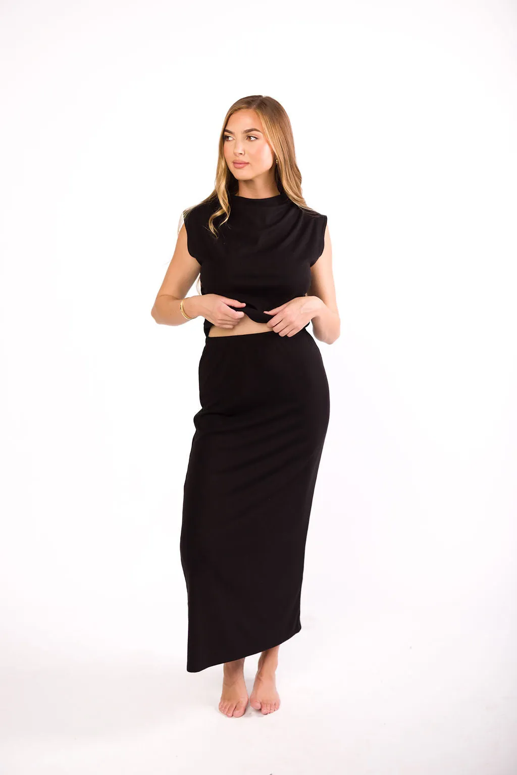 The London Knit Top and Skirt Set in Black sold by Worth Collective product image thumbnail 2