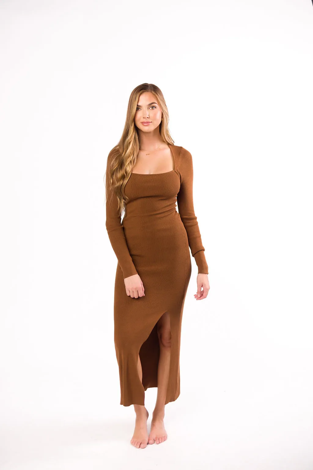 Hattie Square Neck Maxi Dress in Brown sold by Worth Collective product image thumbnail 4