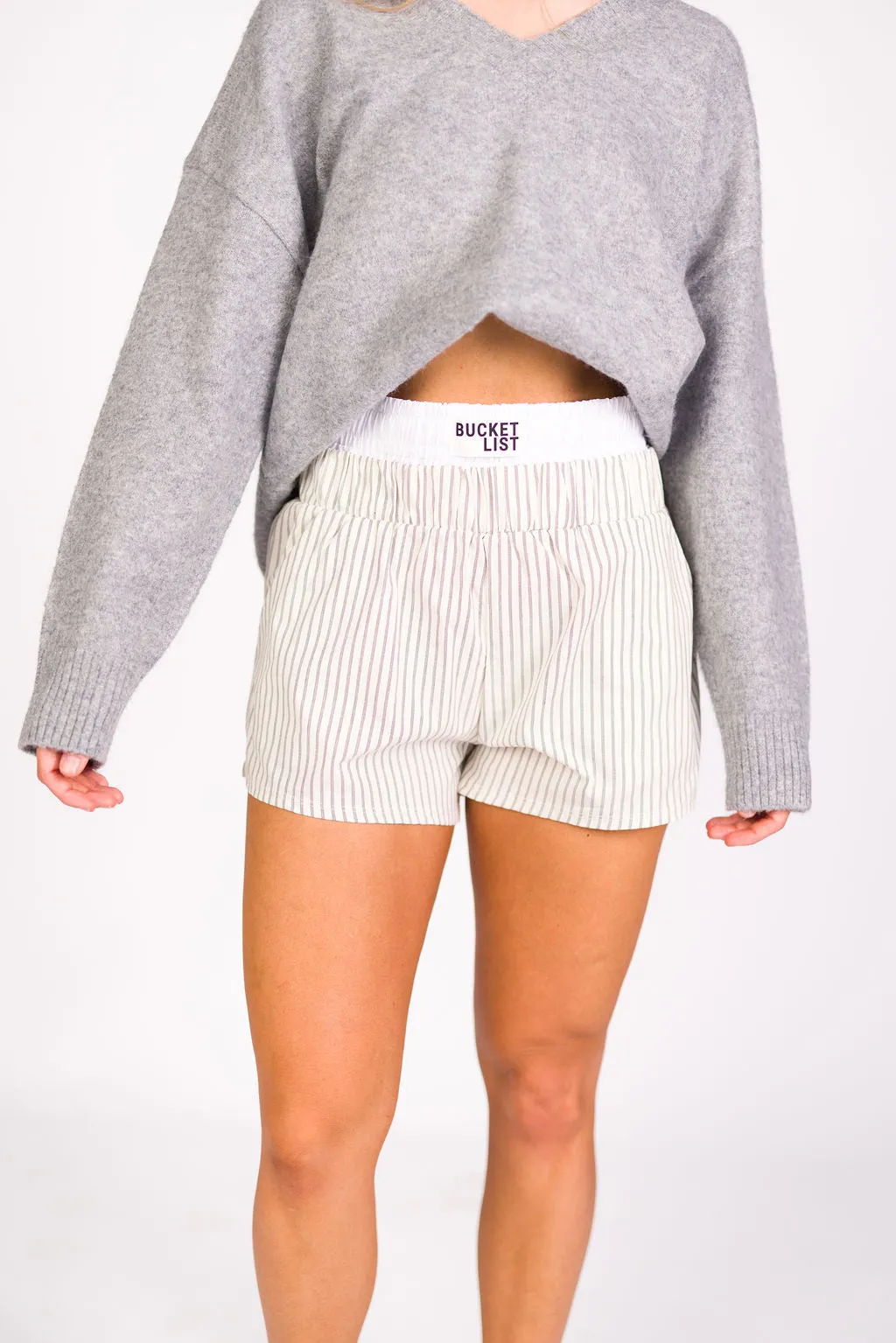 Erin Double Waistband Boxer Short in Ivory sold by Worth Collective