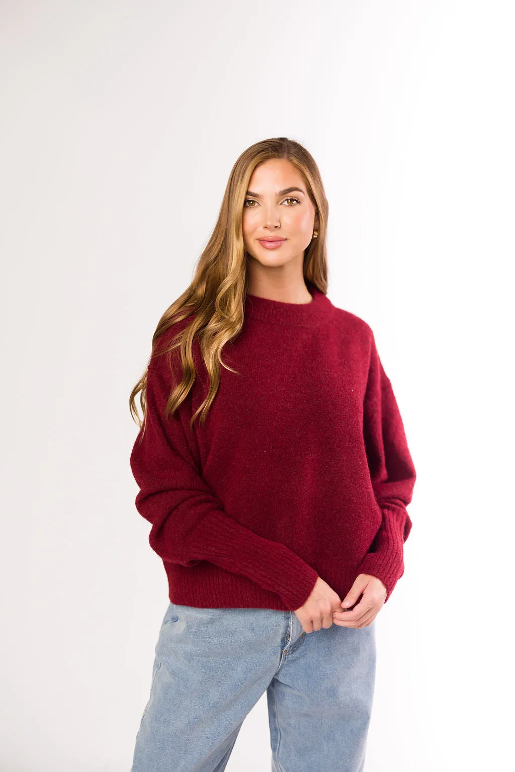 Julien Sweater in Burgundy sold by Worth Collective