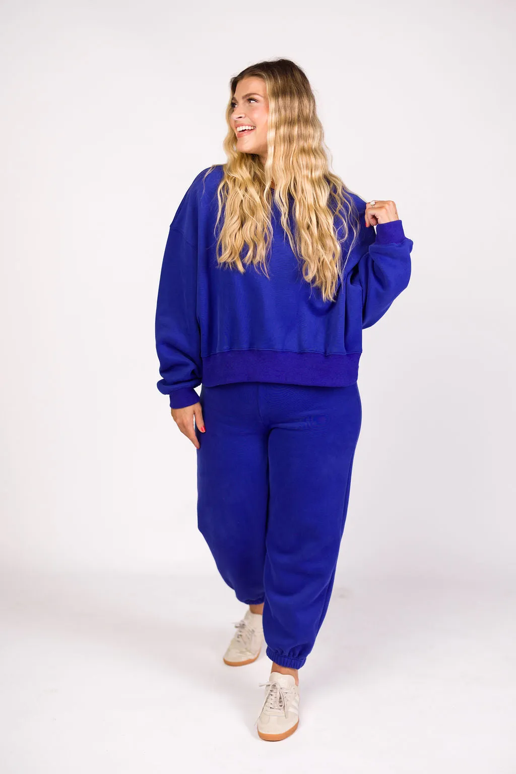 Comfy Cozy Sweatshirt and Sweatpants Set in Royal Blue sold by Worth Collective product image thumbnail 3