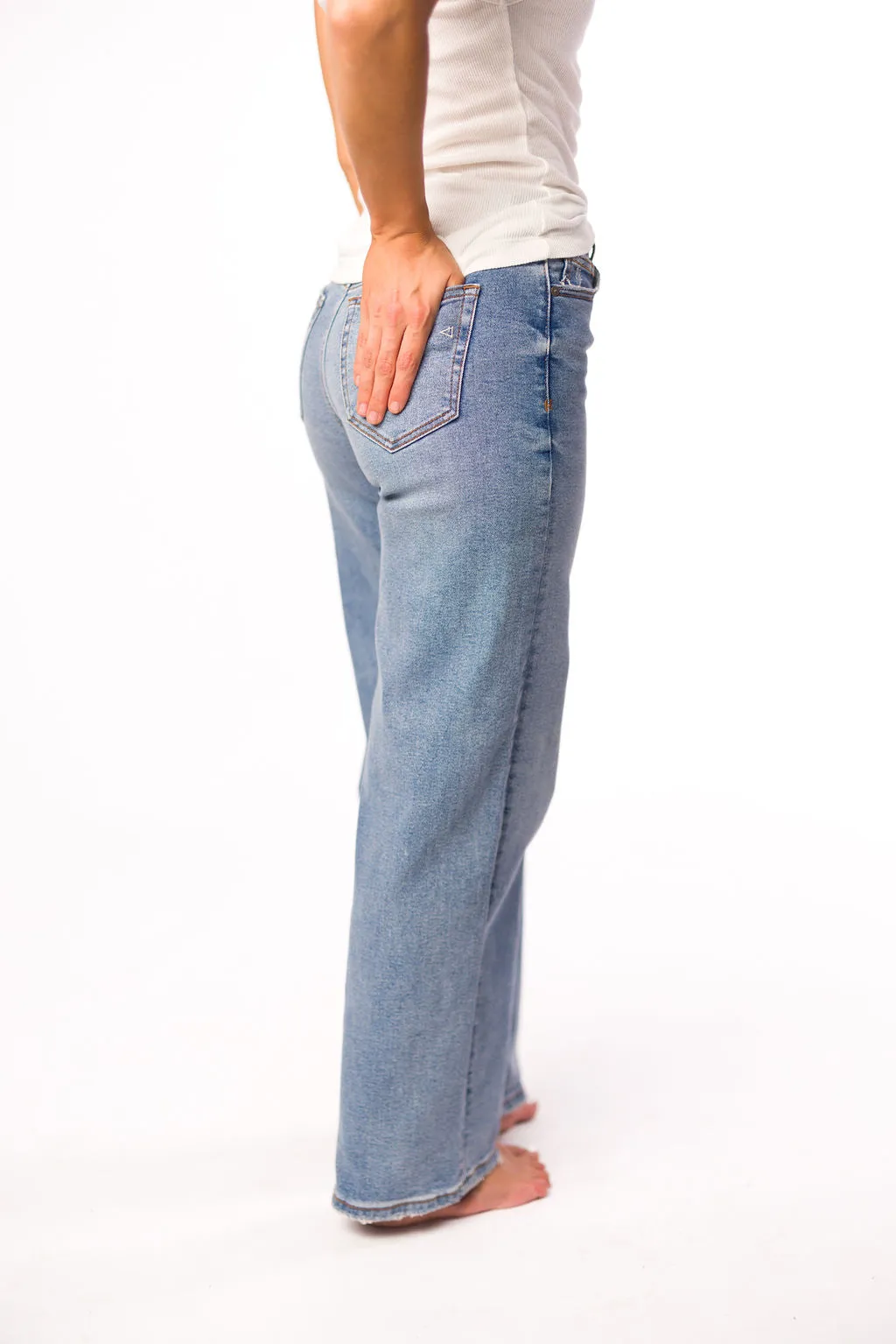 Tracey High Rise Relaxed Denim with Straight Leg in Dark sold by Worth Collective product image thumbnail 4